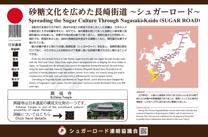 日本遺産「砂糖文化を広めた長崎街道~シュガーロード~」 案内板設置 日本遺産「砂糖文化を広めた長崎街道~シュガーロード~」 案内板設置